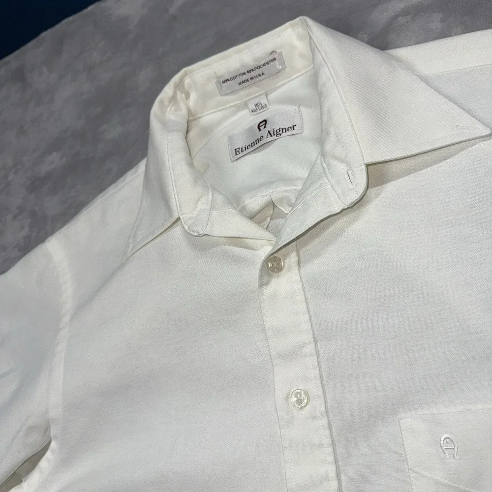 etienne aigner dress shirts Etienne Aigner White Shirt L Made in USA dailyayur.com